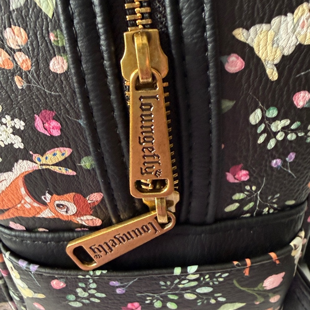 Disney Bambi Loungefly Backpack Mini Purse 2025 Forest Friends Print Black NWT - Picture 5 of 5